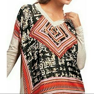 CAbi Long Sleeve Aztec Print Long Sleeve Blouse